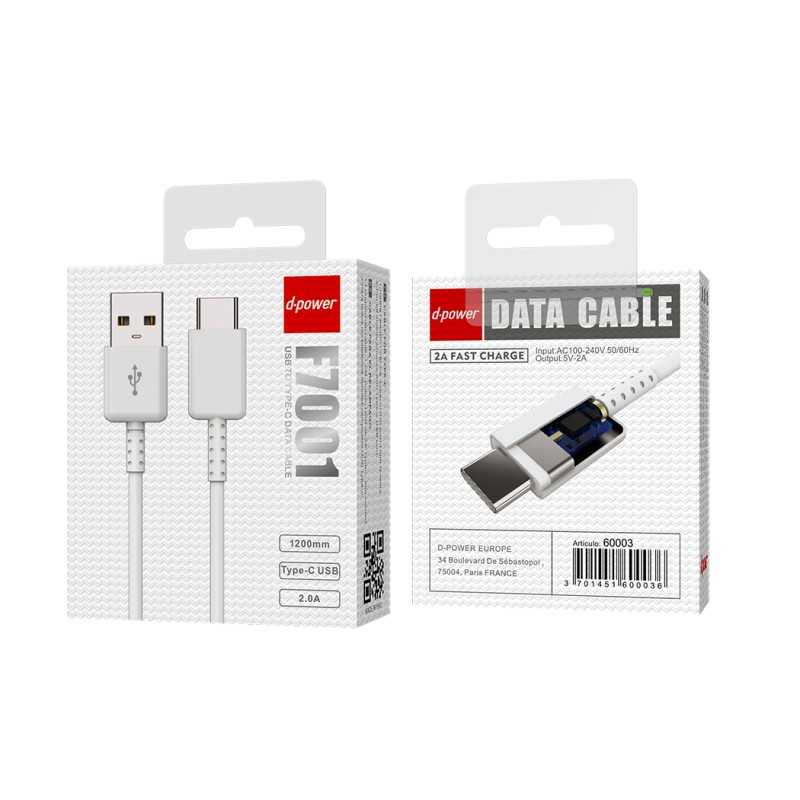 Câble USB Type C Blanc 1m F7001
