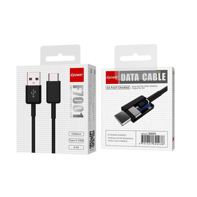 Câble USB Type C Noir 1m F7001